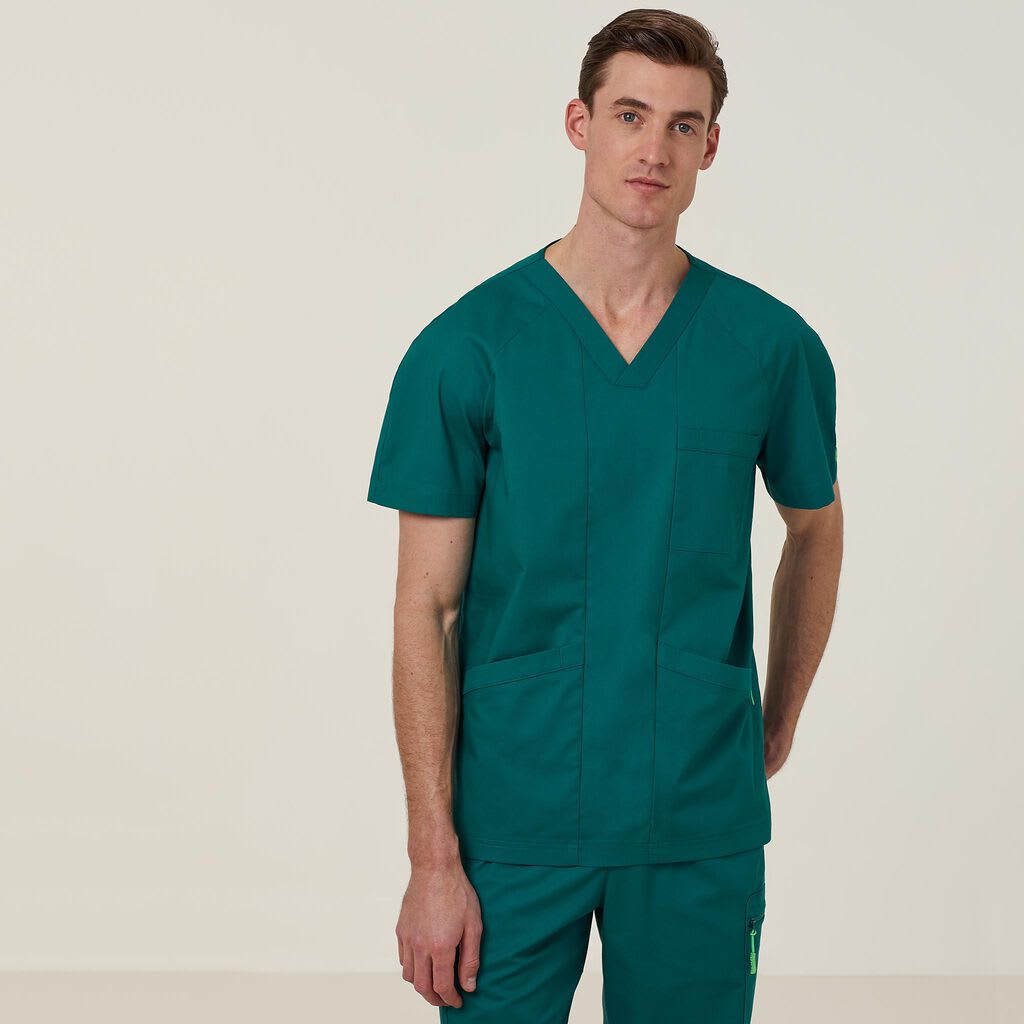 NNT, Unisex Antibacterial Active Carl Scrub Top - Hunter Green (Size: S)