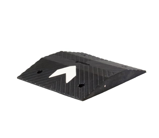 Heavy duty black speed hump measuring 500W x 550D, designed for traffic control in high-traffic areas.