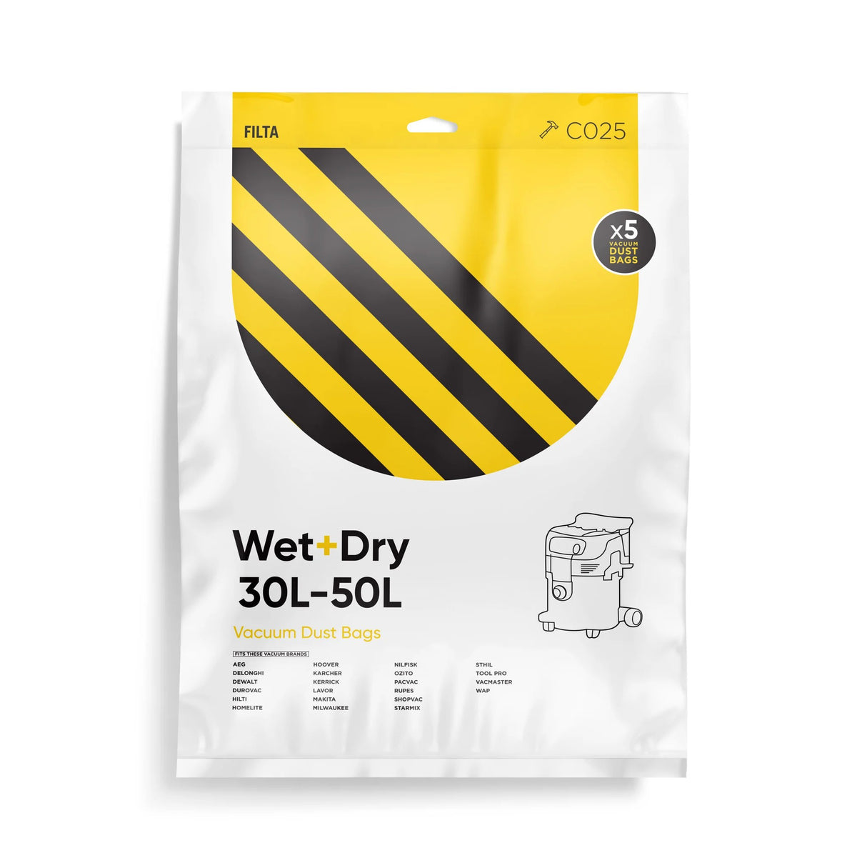 Filta Wet&Dry 50L Vacuum Cleaner Bags 5 in a pack