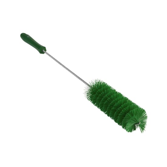 Vikan Stiff Bristle Tube Brush in green, 50mm diameter, designed for efficient cleaning of small pipes and tight spaces.