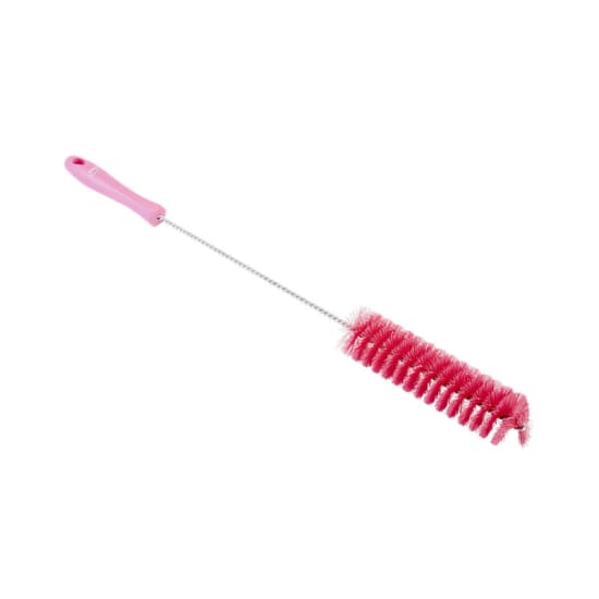 Vikan Stiff Bristle Tube Brush in pink, 40mm diameter, designed for cleaning small pipes and tight spaces with durable stiff bristles.