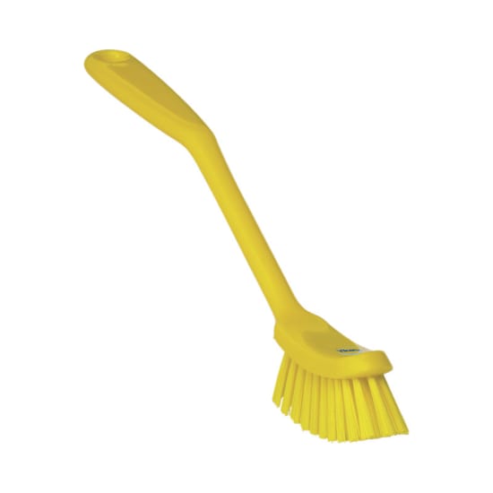 Vikan Narrow Dish Brush in yellow, 290mm long, designed for effective dish cleaning and small area access with ergonomic grip.