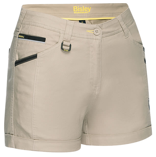 Bisley, Women's Flx & Move Short Short, BSHL1045 - Stone (Size: 08)