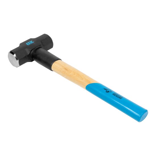 OX Pro 6lb Mini Sledge Hammer with a durable carbon steel head and 400mm hickory handle for heavy-duty tasks and precision strikes.