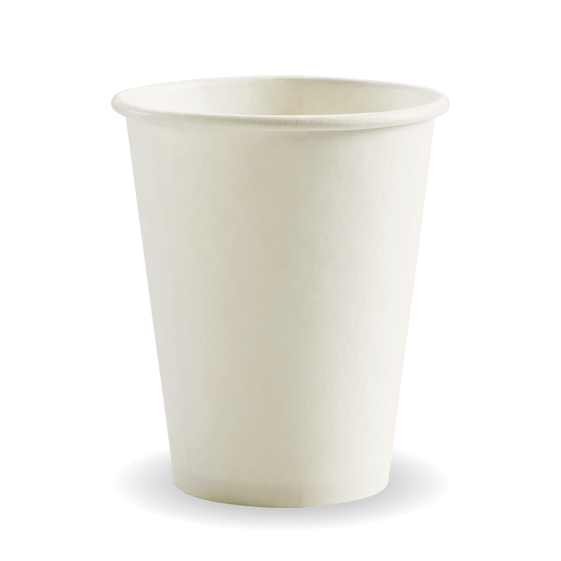 BioPak 80mm White Single Wall Hot BioCup 8oz/280ml 50 (Pack)