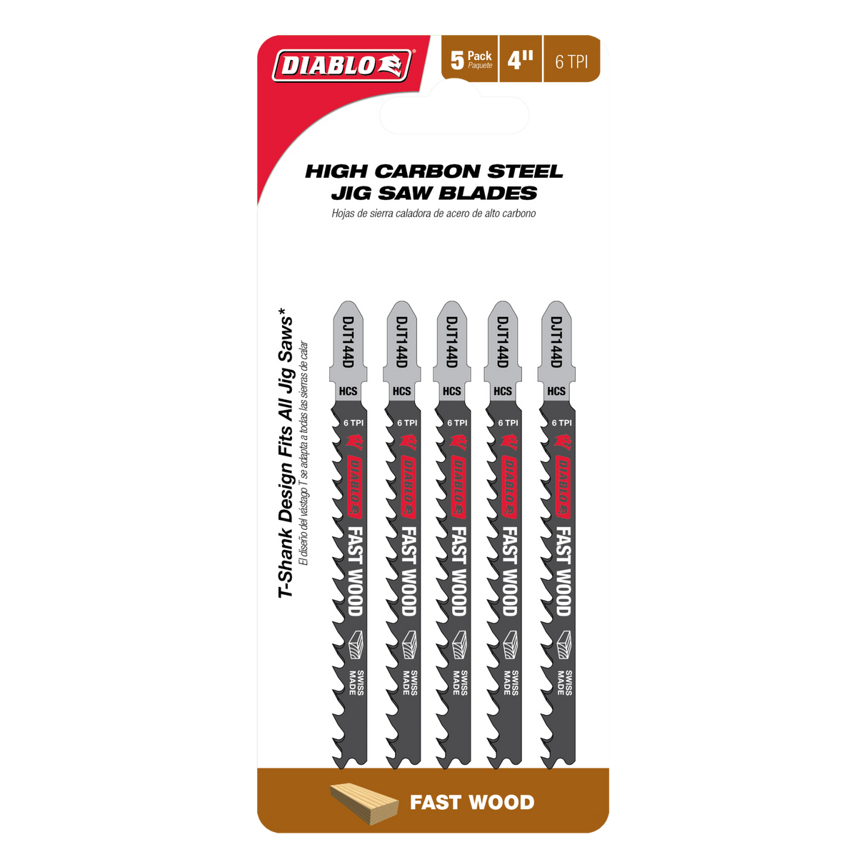 Diablo High Carbon Steel Jig Saw Blade Fast Wood 100mm Pack of 5