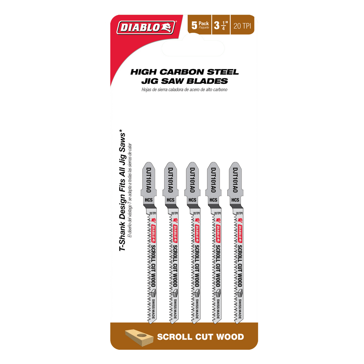 Diablo High Carbon Steel Jig Saw Blade Scroll Cuts 83mm Pack of 5
