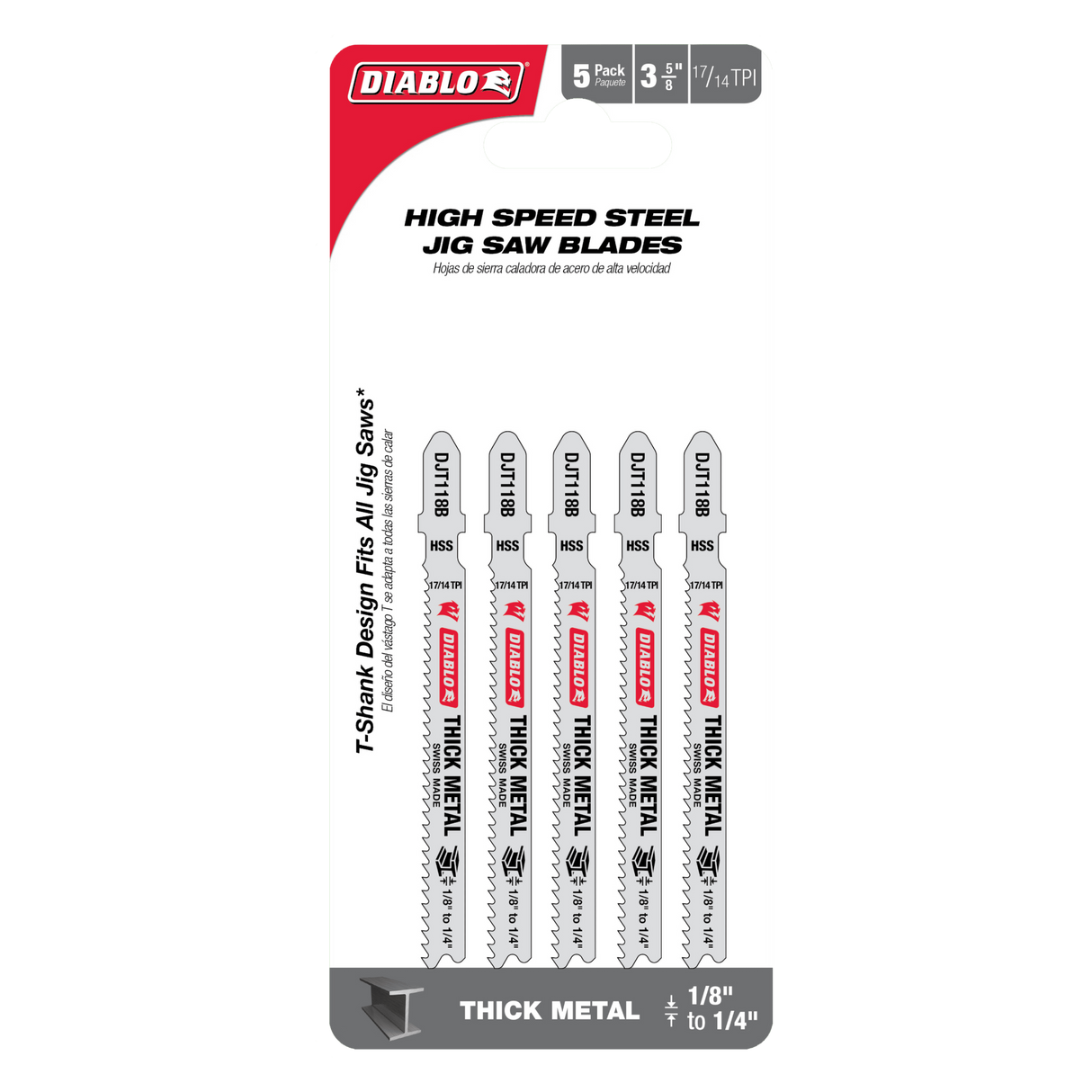 Diablo High Speed Steel Jig Saw Blade Thick Metal 92mm Pack of 5