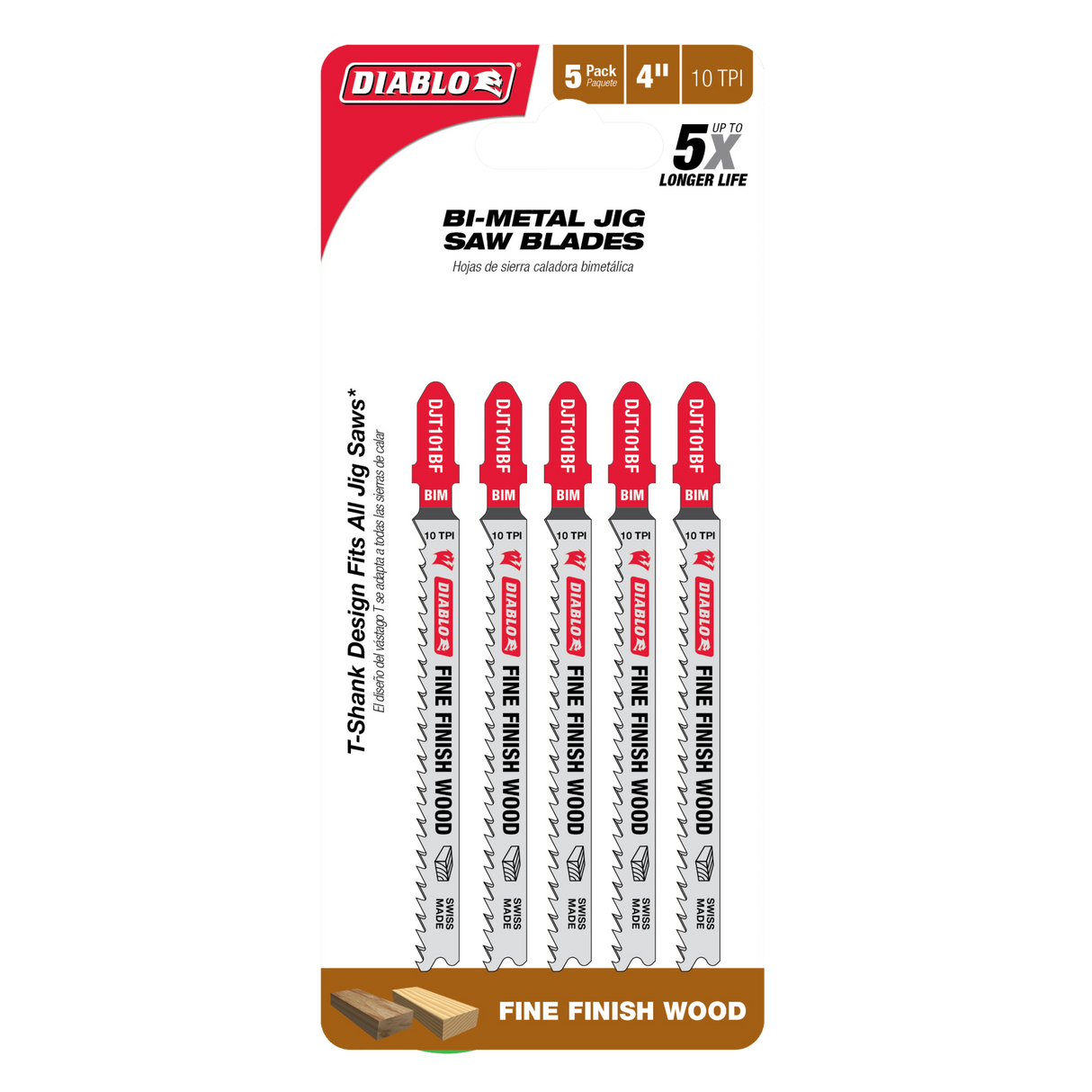 Diablo Bi-Metal Jig Saw Blade - Fine Finish Wood 100mm Pack of 5