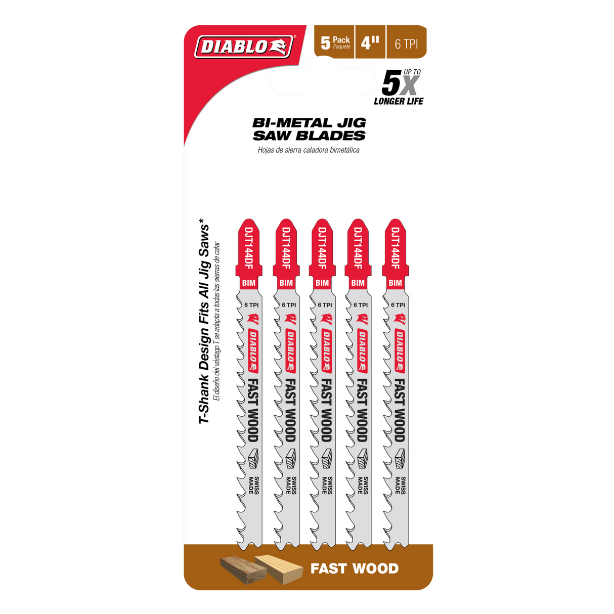 Diablo Bi-Metal Jig Saw Blade for Fast Wood Cuts 100mm Pack of 5