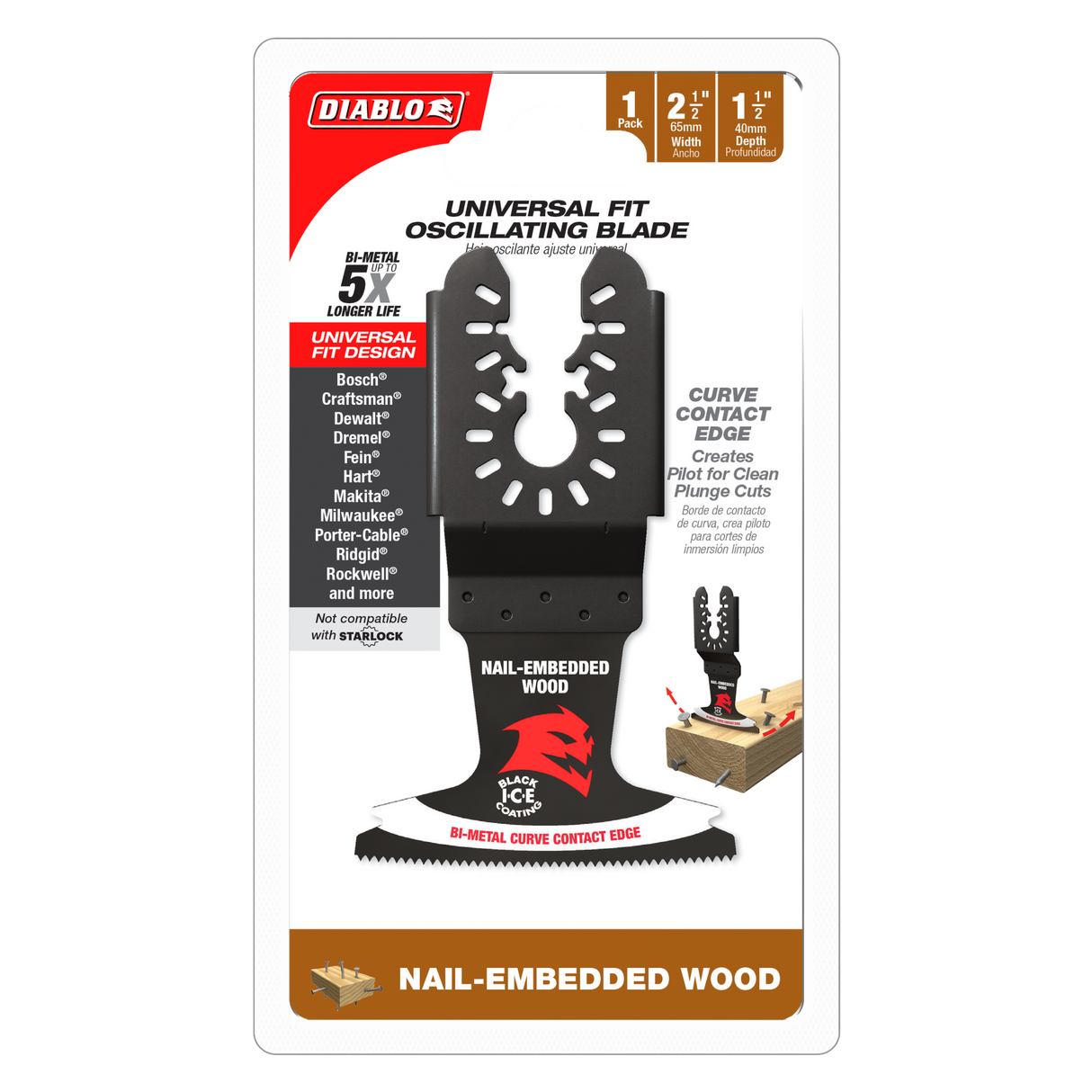 Diablo Bi-Metal Multi-Tool Blade - Nail Wood 50 x 65mm