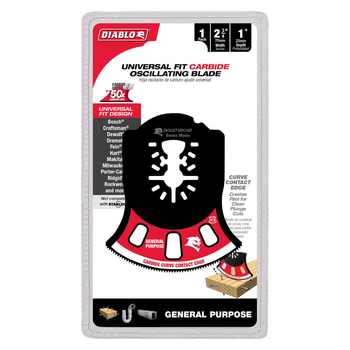 Diablo Carbide Multi-Tool Blade - General Cuts 25 x 70mm