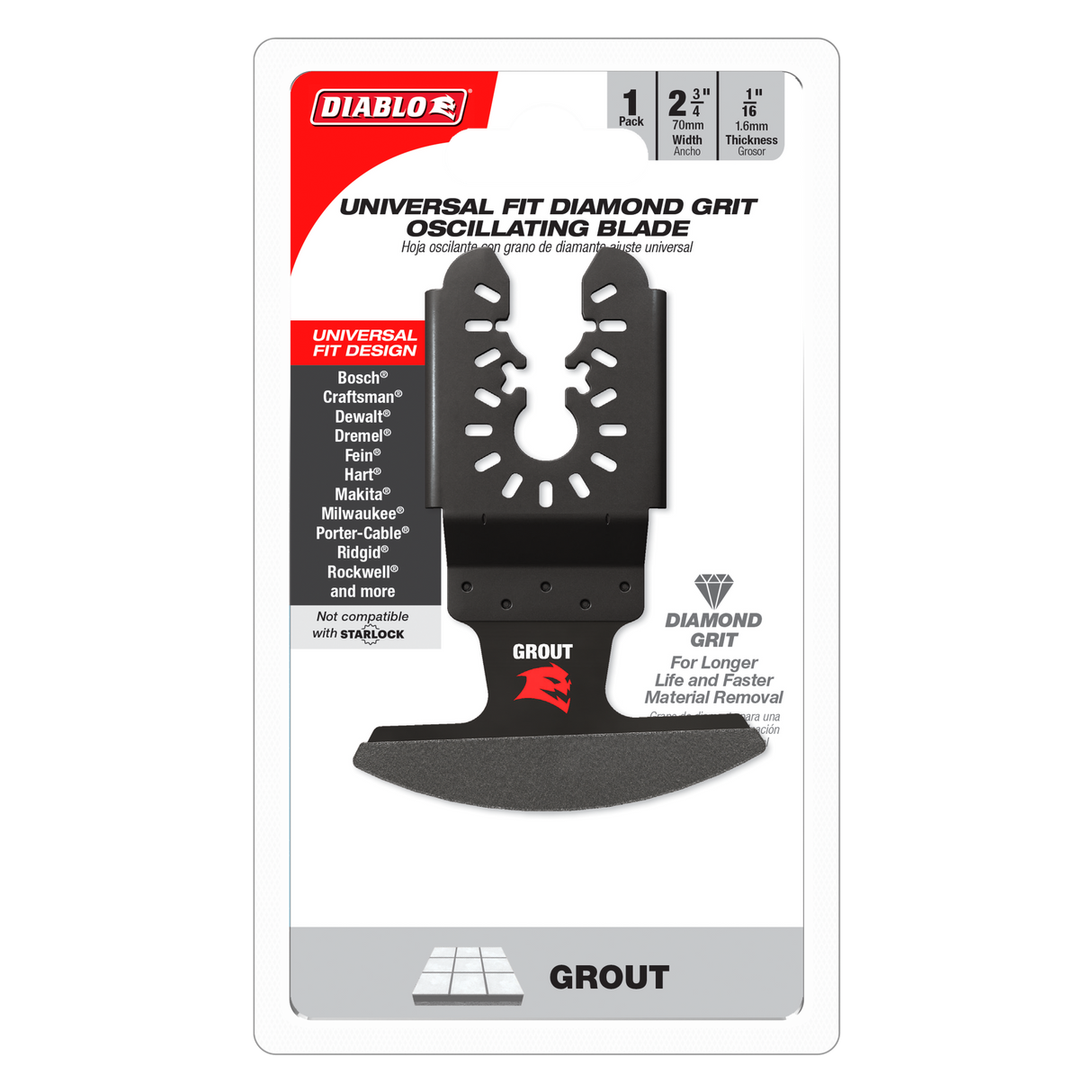 Diablo Universal Fit Multi-Tool Blade for Grout 70mm