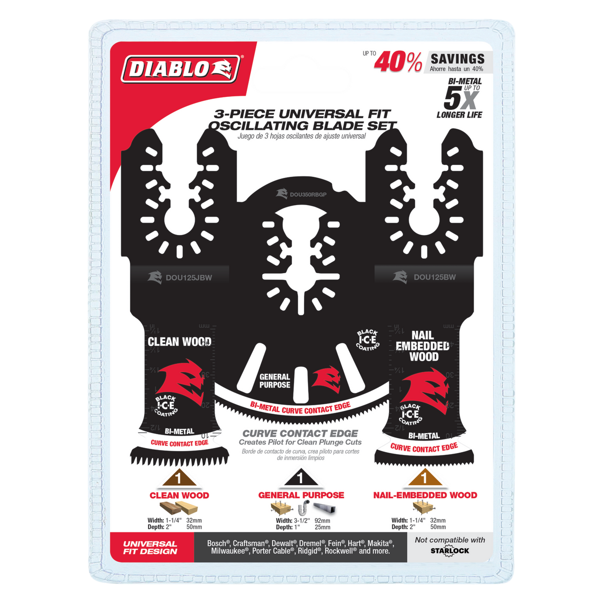 Diablo Universal Fit Bi-Metal Multi-Tool Blade Set Pack of 3