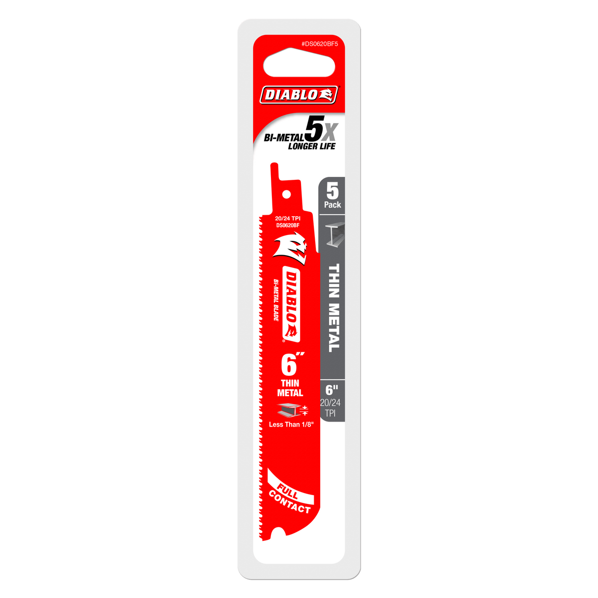 Diablo Bi-Metal Recip Blade for Thin Metal 6 inch Pack of 5