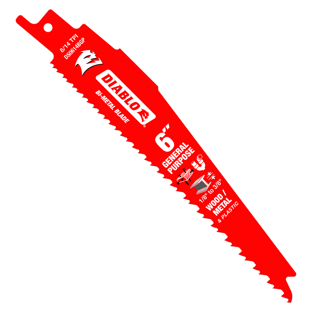 Diablo Recip Blade for Nailed Wood, Metal, Plastic 6 inch Pack of 5