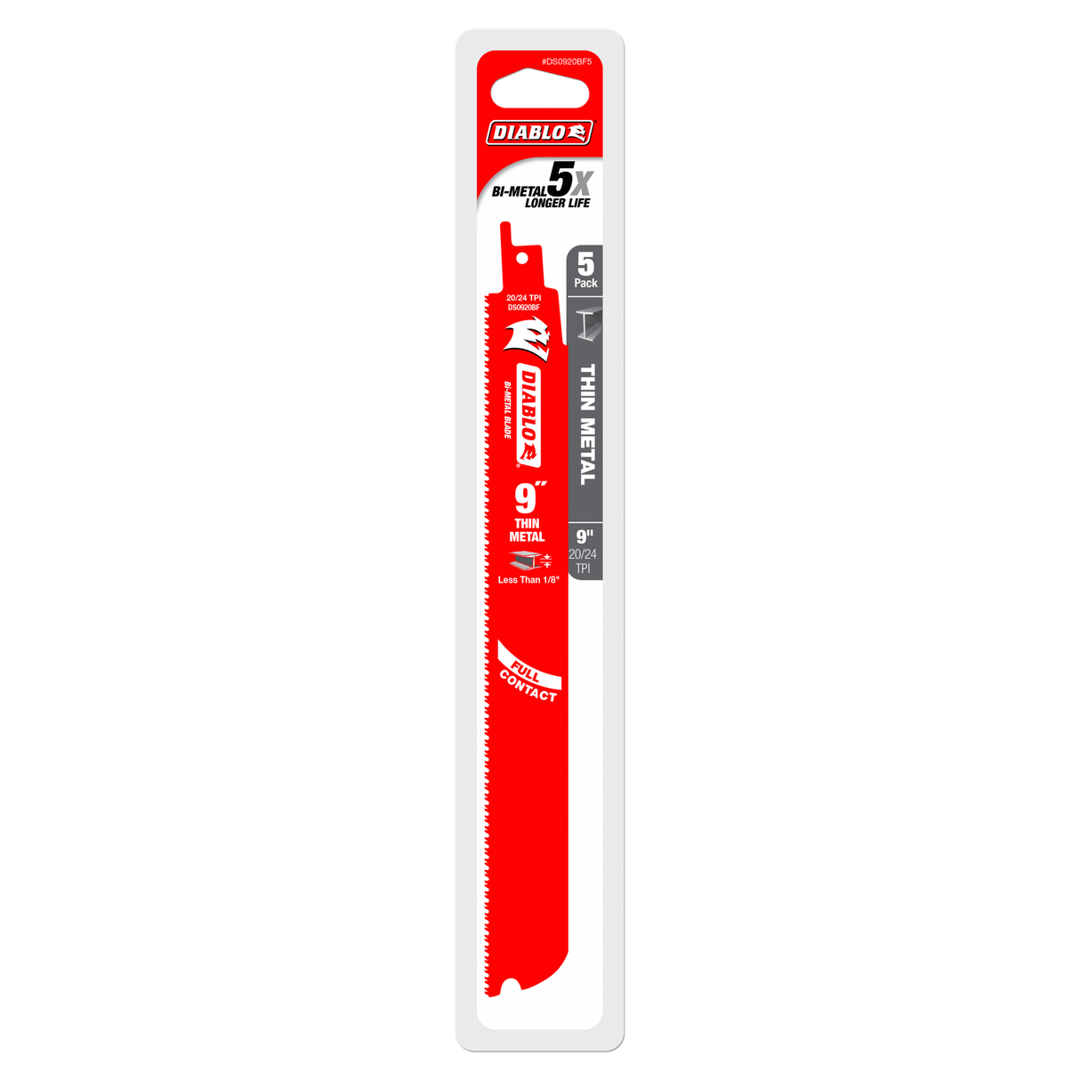 Diablo Bi-Metal Recip Blade for Thin Metal 9 inch Pack of 5