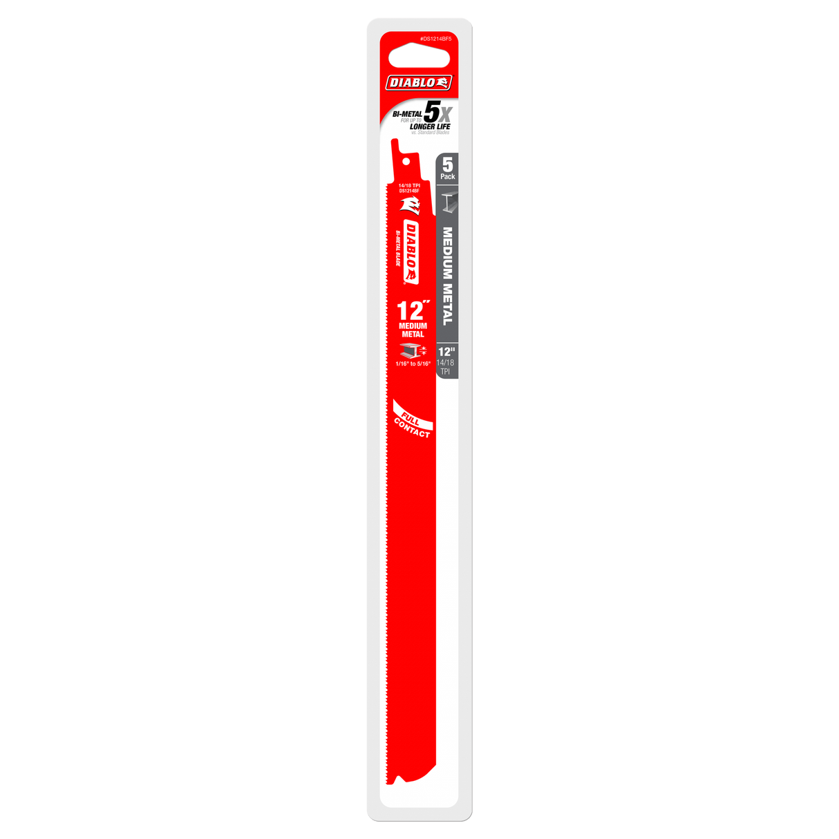 Diablo Bi-Metal Recip Blade - Medium Metal Cutting 12 inch Pack of 5