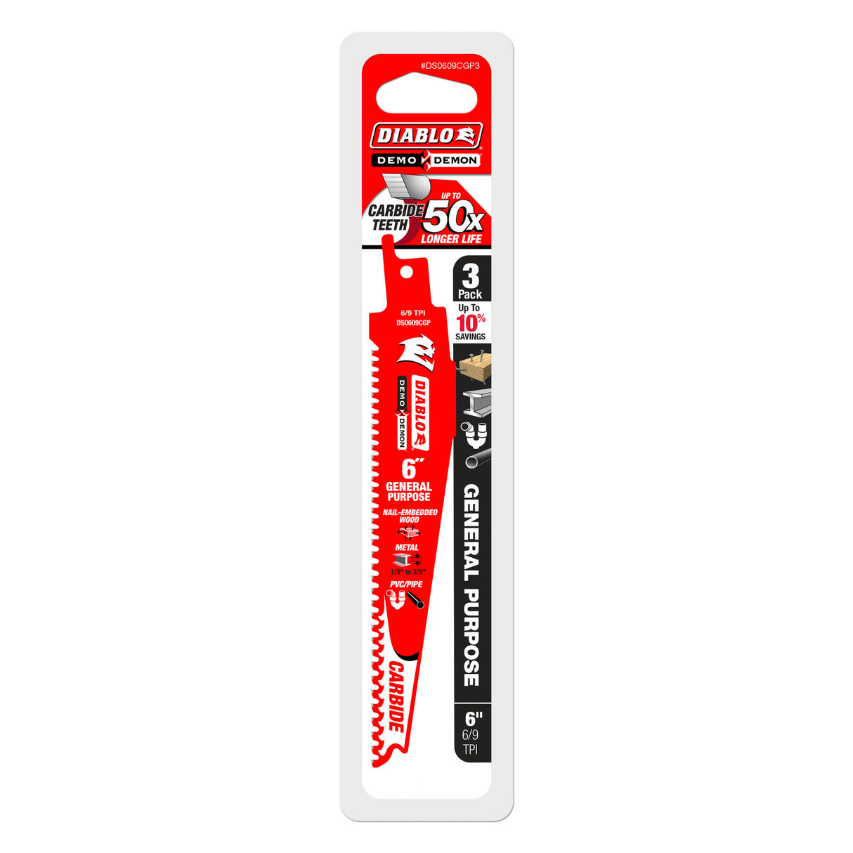 Diablo Demo Demon Carbide General Purpose Recip 6 inch Pack of 3