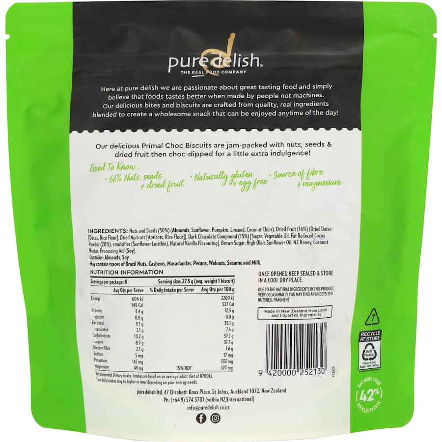 Pure Delish Primal Choc Biscuits 220g