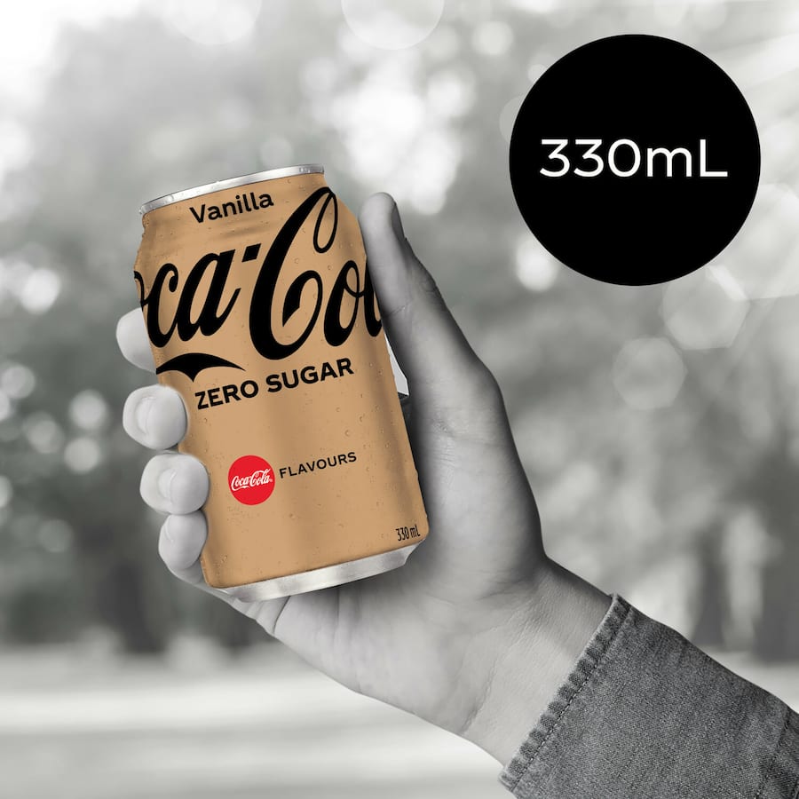 Coca Cola No Sugar Soft Drink Vanilla 330ml cans 8pack