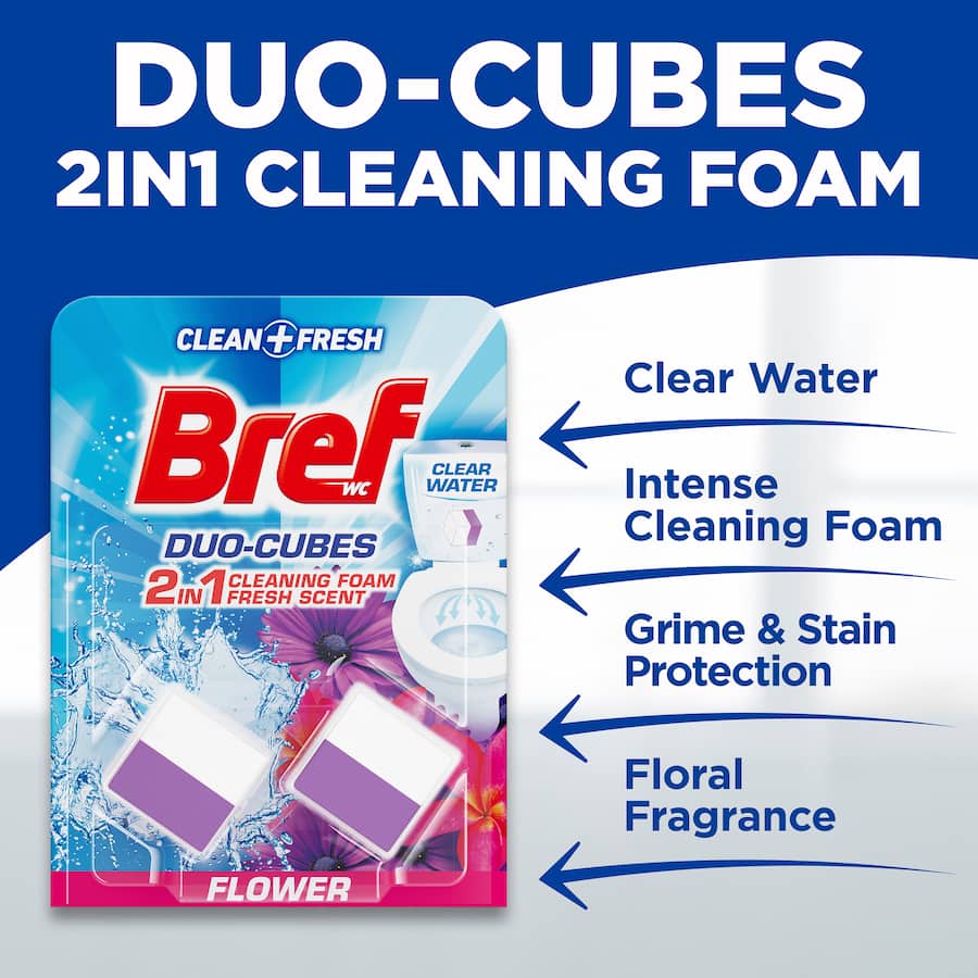 Bref Toilet Cubes 2 In 1 Cleaning Foam Flower 2pack