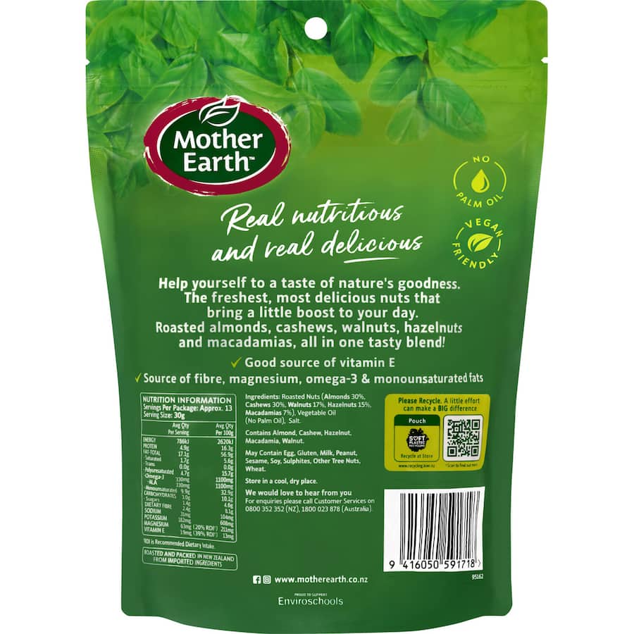 Mother Earth Mixed Nuts Deluxe Roasted Lightly Salted 400g