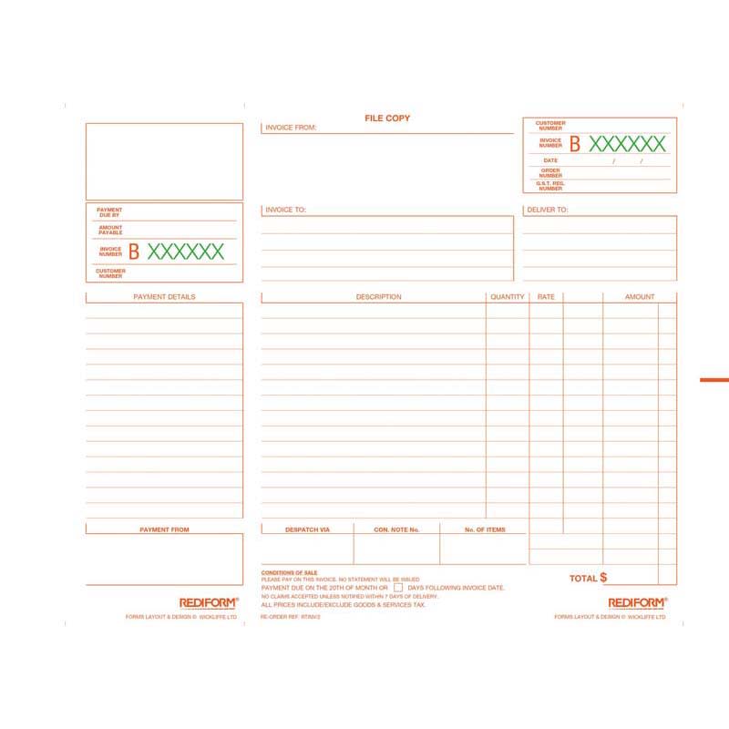 Rediform Book Invoice Statement Duplicate 50 Leaf 297x210mm (Each)