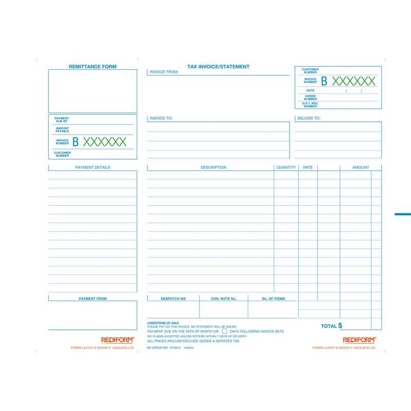 Rediform Book Invoice Statement Duplicate 50 Leaf 297x210mm (Each)