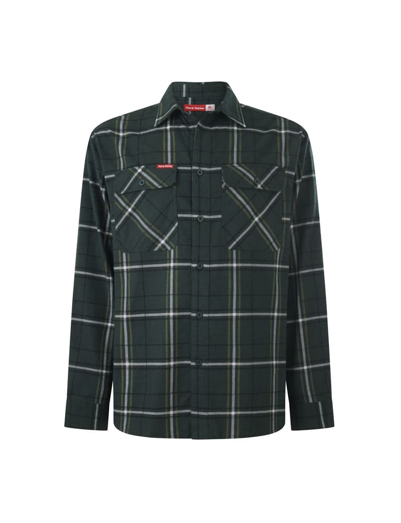 Hard Yakka, Long Sleeve Check Flannel, Y07752 - Green Check (Size: XS)