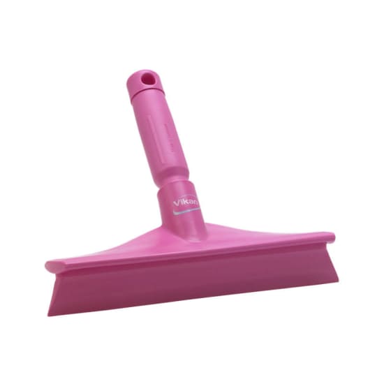 Vikan Hand Squeegee in pink, 245mm, with flexible single blade for hygienic cleaning of kitchen surfaces.