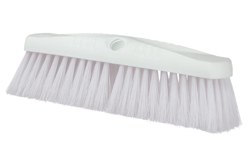 Browns Hygiene Platform Broom Head in white, 355mm wide, with synthetic bristles for effective cleaning and hygiene.