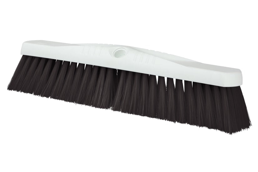 Black 450mm Browns Hygiene Platform Broom Head for superior cleaning, made in New Zealand with durable synthetic bristles.