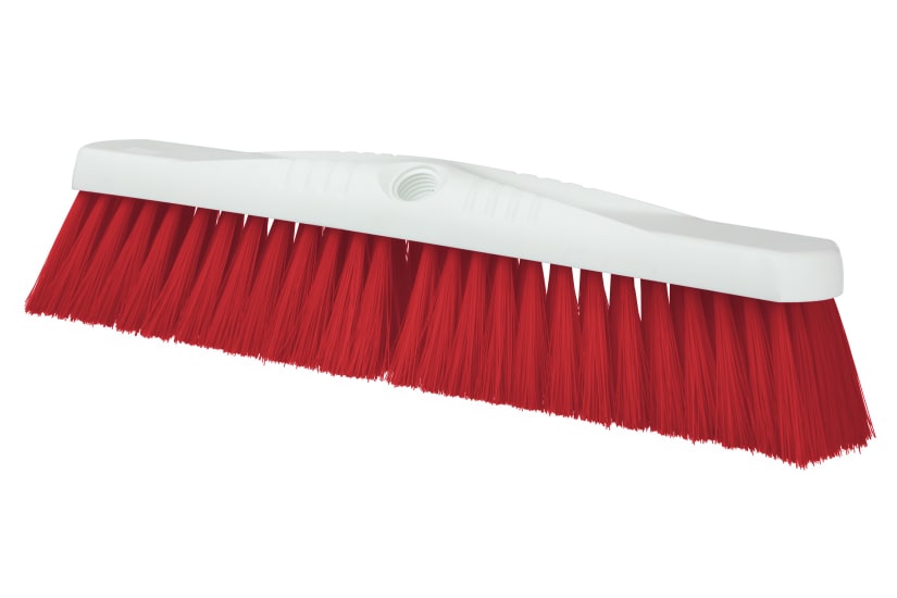 Browns Hygiene Platform Broom Head in red, 450mm wide, designed for effective cleaning in hygiene-critical environments.