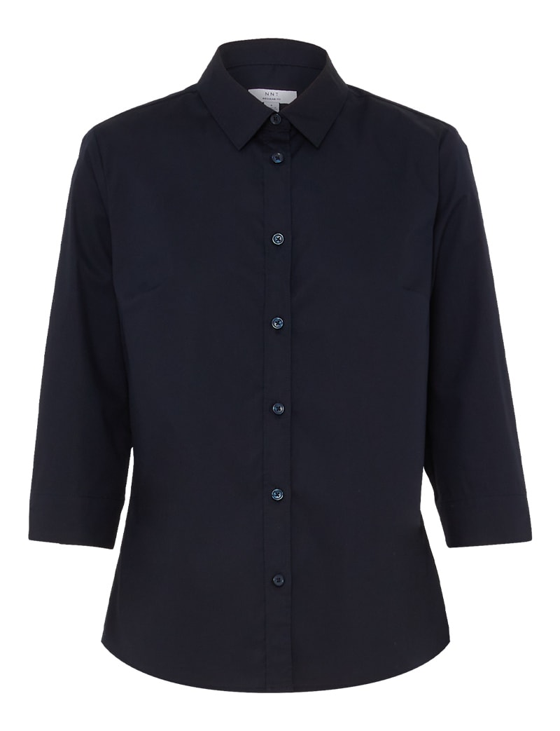 NNT, Avignon Stretch 3/4 Sleeve Shirt, CATUKY - Navy (Size: 14)