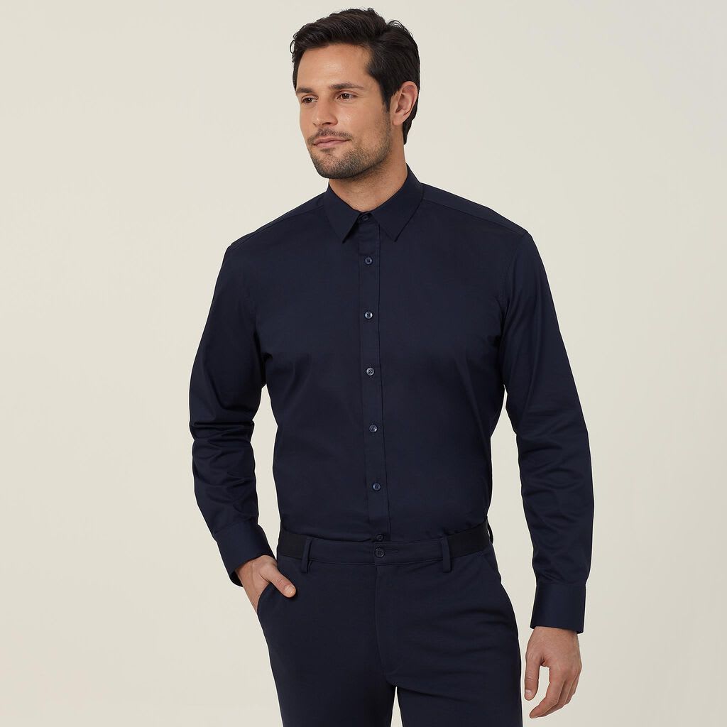 NNT, Avignon Stretch Shirt, CATJDD - Navy (Size: 46)