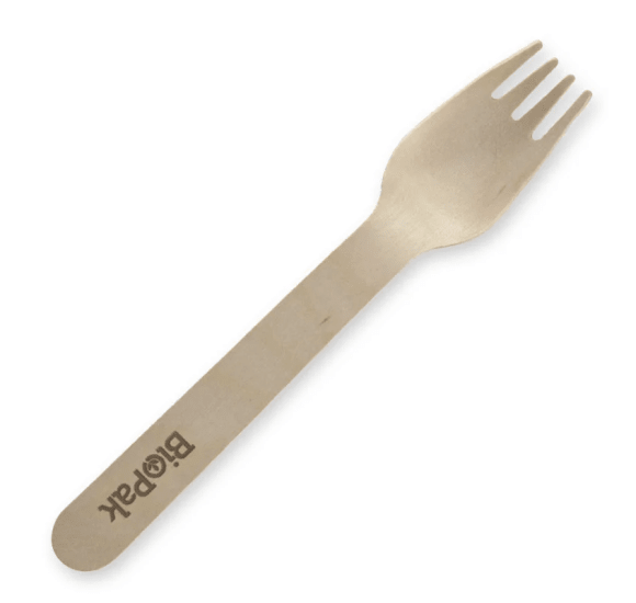 Eco-friendly 16cm coated wooden fork made from FSC certified birchwood, perfect for sustainable dining and compostable use.