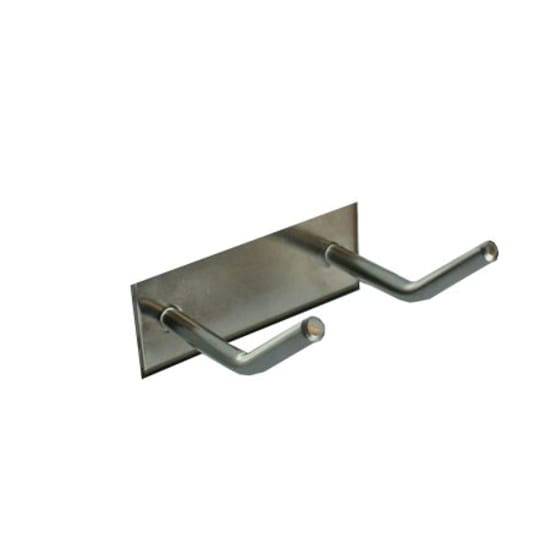 Stainless steel double hooks designed for heavy items, ideal for organizing tools and accessories in any space.