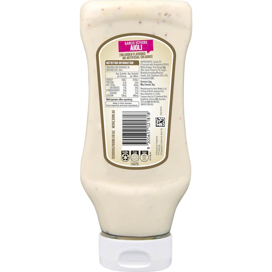 Heinz Seriously Good Aioli Garlic Lovers Squeeze bottle 500mL