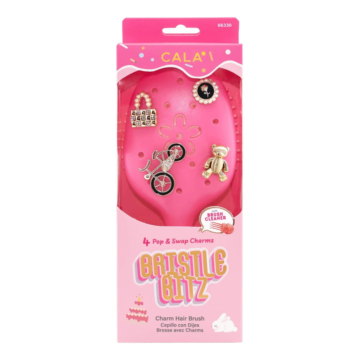CALA Bristle Blitz Charm Detangling Hair Brush - Hot Pink