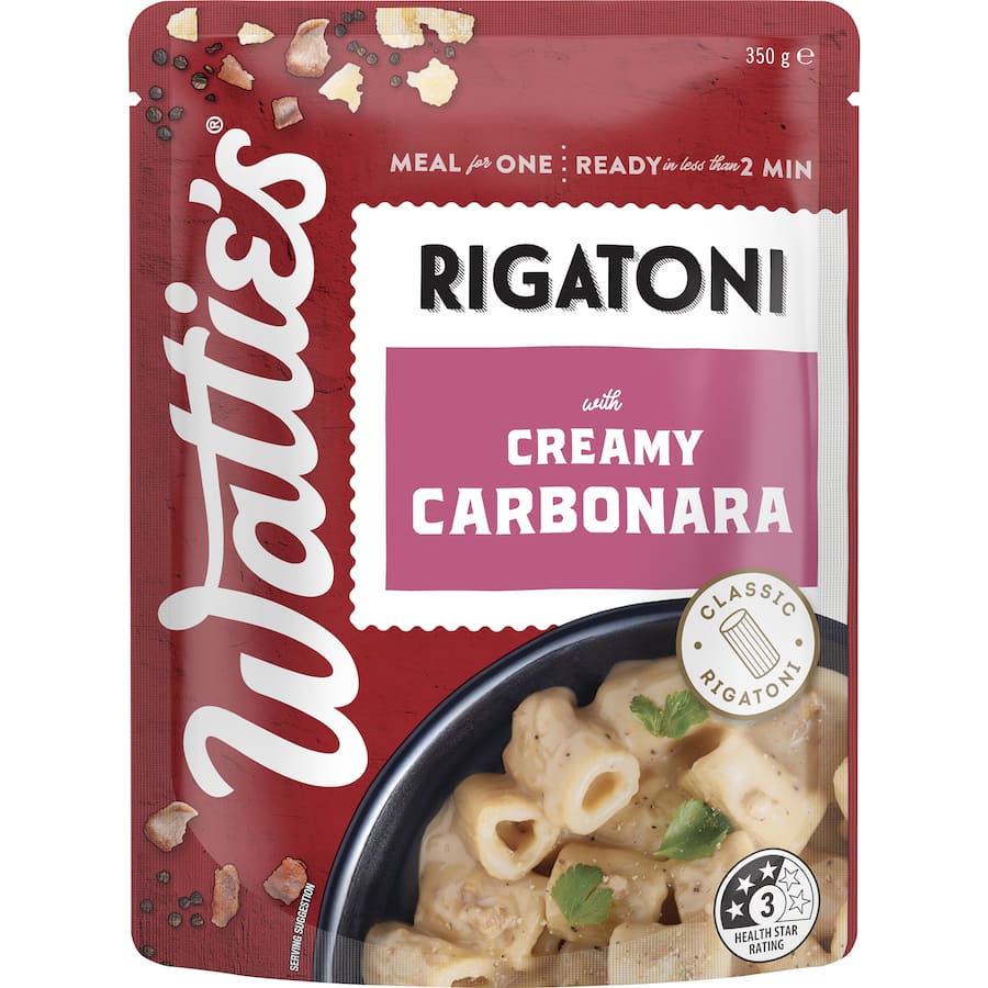 Wattie's Pasta Meal Rigatoni Carbonara & Bacon Pouch 350g