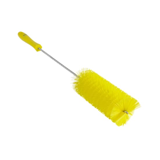 Vikan Stiff Bristle Tube Brush in yellow, 60mm diameter, ideal for cleaning pipes and hard-to-reach spaces. Durable and efficient.
