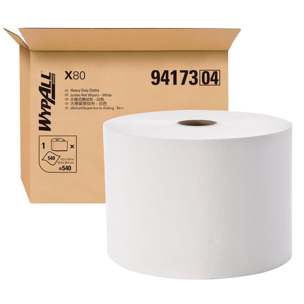 Wypall X80 94173 Jumbo Roll Wipers White 540 Sheets