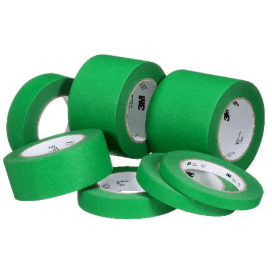 3M UV Resistant Green Masking Tape roll, 24mm x 55m, ideal for outdoor projects with clean removal and sharp paint lines.