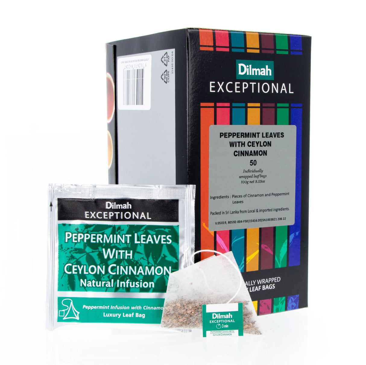 Dilmah Exceptional Peppermint with Cinnamon Tea 4 Packs of 50 Tea Bags (Carton)