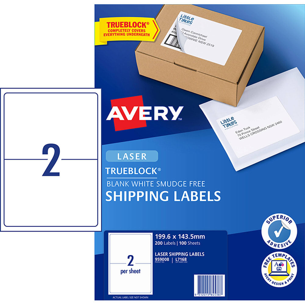 Avery Label L7168-100 199x143mm 2up 100 (Sheets)