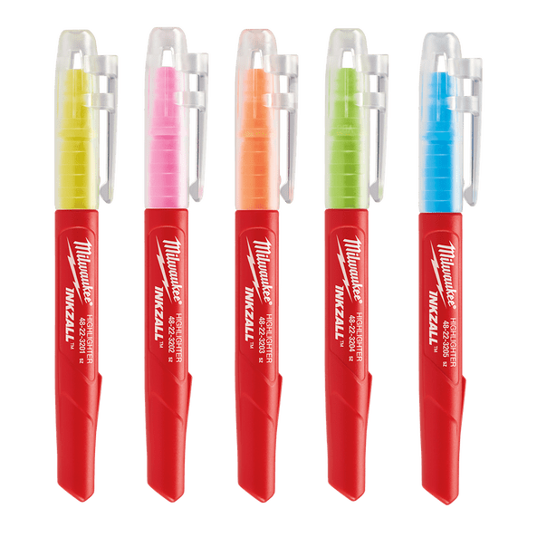 Milwaukee Inkzall Jobsite Highlighter Chisel Tip (Pack of 5)