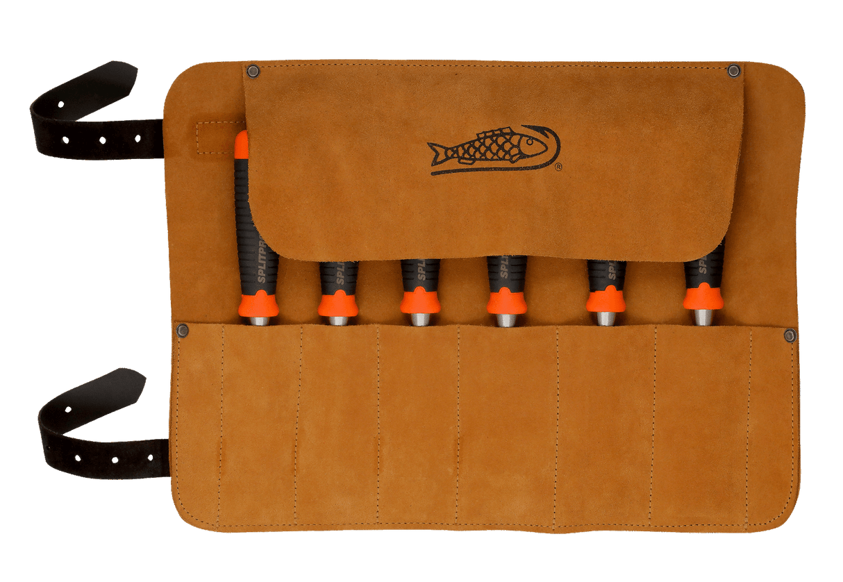 BAHCO ERGO Splitproof Woodworking Chisel Set Leather Roll Pouch 6 Piece