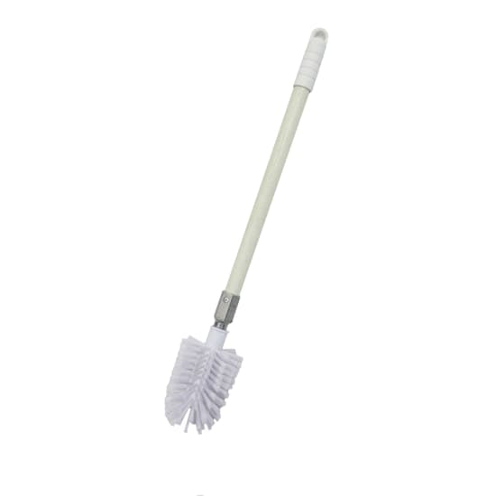Browns Turks Head Toilet Brush in white with durable radial PET bristles and a sturdy 600 mm fiberglass handle for effective cleaning.