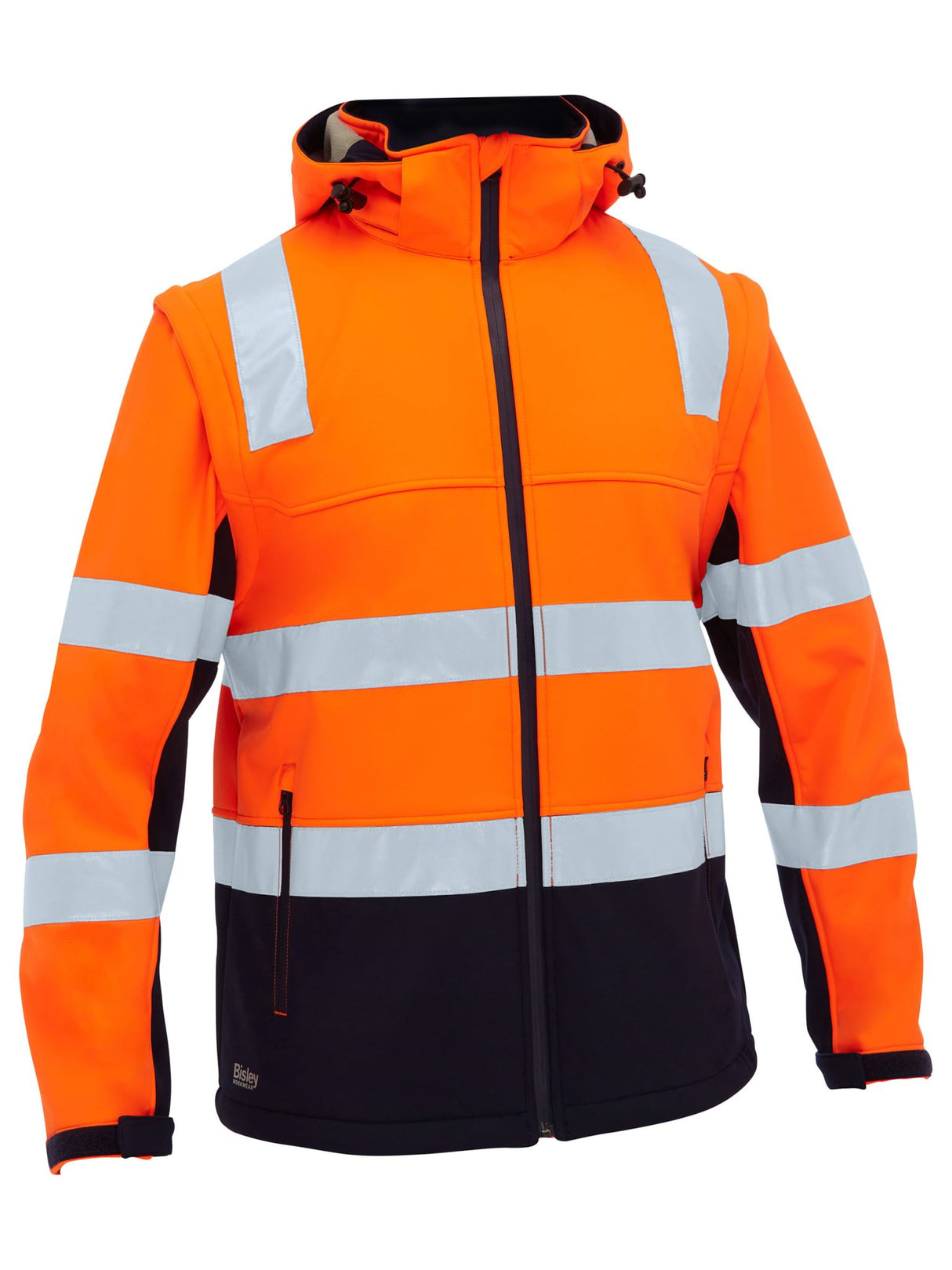 Bisley, Hi Vis 3-in-1 Soft Shell Jacket, BJ6078T - Orange/Navy - SM